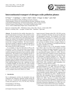 Intercontinental transport of nitrogen oxide pollution plumes