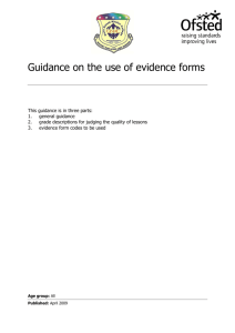 Subject codes for use on evidence forms