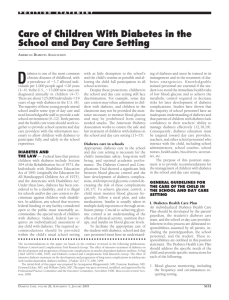 Care of Children With Diabetes in the School and Day Care Setting