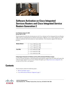 Software Activation on Cisco Integrated Services Routers and Cisco