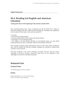 M.A. Reading List English and American Literature