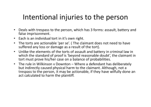 Intentional injuries to the person