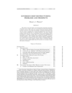 Sovereign Debt Restructuring: Problems and Prospects