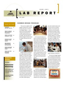 Fall 2009 LAB Report Newsletter - LAB Program, Biotechnology