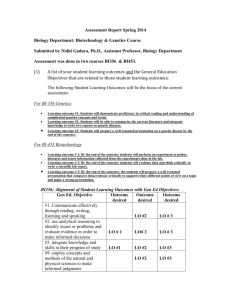 Assessment Report Spring 2014 Biology Department: Biotechnology