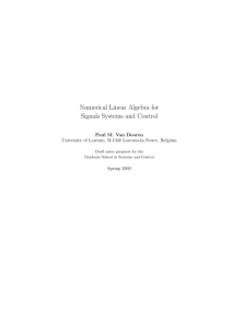 Numerical Linear Algebra for Signals Systems and Control
