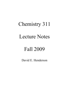 Chemistry 311 Lecture Notes Fall 2009
