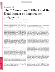 The ''Name-Ease'' Effect and Its Dual Impact on Importance Judgments