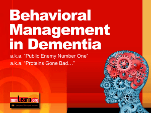 Behavioral Management In Dementia