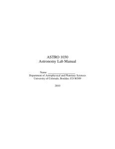 ASTRO 1030 Astronomy Lab Manual