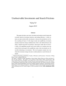 Unobservable Investments and Search Frictions