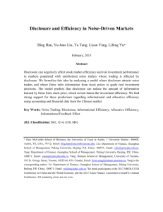 Disclosure and Efficiency in Noise-Driven Markets