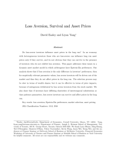 Loss Aversion, Survival and Asset Prices - David Easley