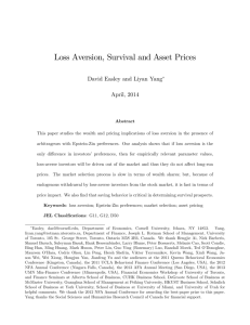 Loss Aversion, Survival and Asset Prices