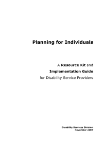 Planning for Individuals - Department of Human Services, Victoria