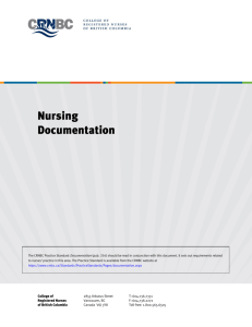 Nursing Documentation - College of Registered Nurses of British