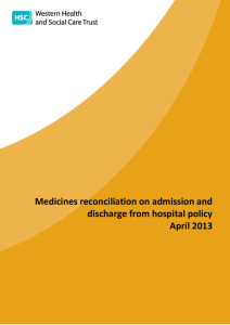 Medicines reconciliation on admission and discharge from hospital