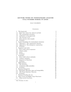 LECTURE NOTES ON NONSTANDARD ANALYSIS UCLA