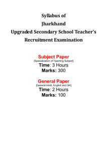 Syllabus of Upgraded Secondary School Teachers Exam