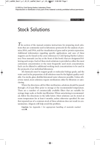 Stock Solutions - Cold Spring Harbor Laboratory Press
