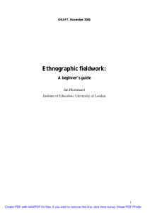 Ethnographic fieldwork: