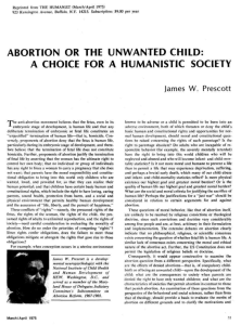 abortion or the unwanted child: a choice for a humanistic society