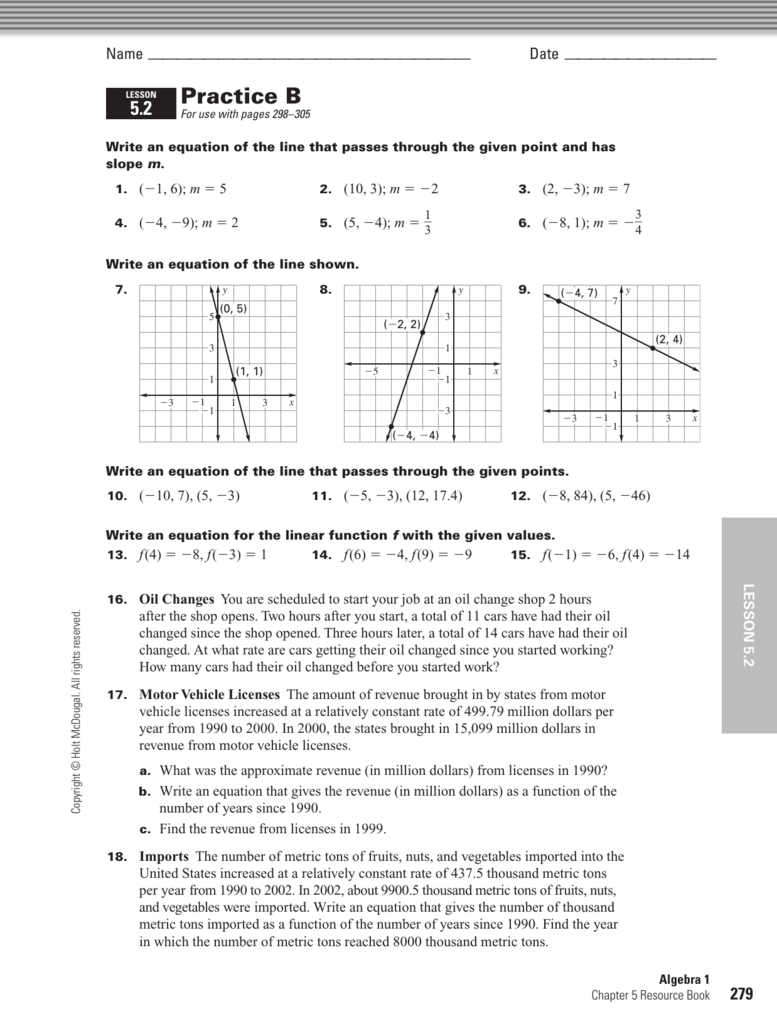 Algebra 1 Chapter 9 Resource Book Answers Mcdougal Littell