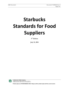 Starbucks Standards for Food Suppliers