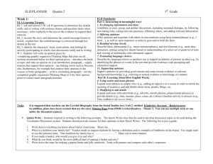 ELD PLANNER Quarter 2 3rd Grade Week 1