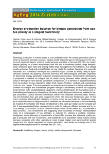 Energy production balance for biogas generation from cac