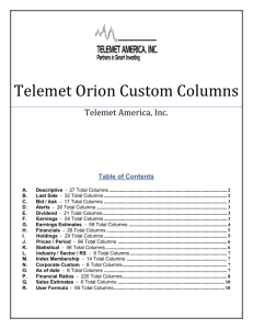 Telemet Orion Custom Column Choices
