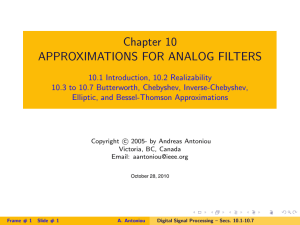Chap. 10: Approximations for Analog Filters