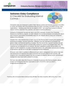 Sarbanes-Oxley Compliance A Checklist for Evaluating Internal