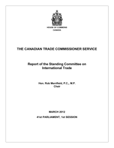 THE CANADIAN TRADE COMMISSIONER SERVICE Report of the