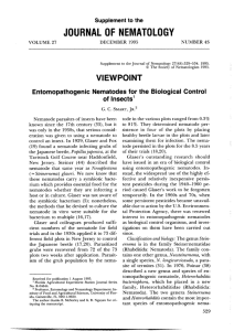 Entomopathogenic Nematodes for the Biological Control of Insects