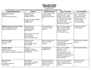 University of Utah Tutoring Services