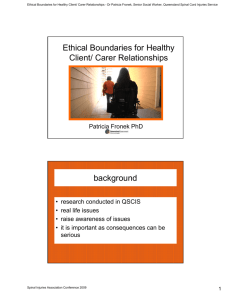 Ethical Boundaries for Healthy Client/ Carer Relationships background