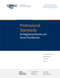 Professional Standards for Registered Nurses and Nurse Practitioners