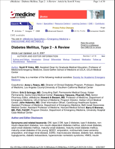 Diabetes Mellitus, Type 2 - A Review