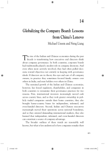 14 Globalizing the Company Board: Lessons from China ' s Lenovo