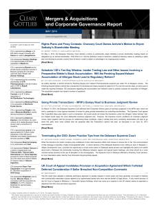 Mergers & Acquisitions and Corporate Governance Report