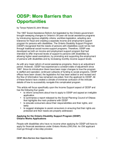 ODSP: More Barriers than Opportunities