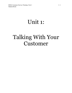 Unit 1: Talking With Your Customer