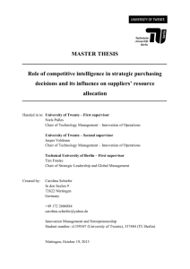 MASTER THESIS Role of competitive intelligence in strategic