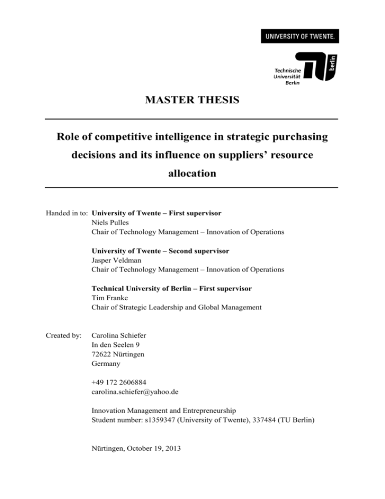 thesis on competitive intelligence