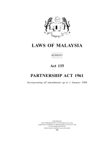 Partnership Act 1961 - Malaysia business legal consultant
