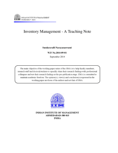 Inventory Management - A Teaching Note