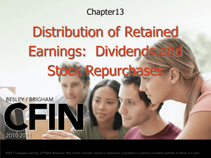 Distribution of Retained Earnings: Dividends and Stock