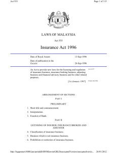 Insurance Act 1996 - Bank Negara Malaysia