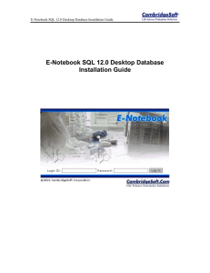 E-Notebook SQL 12.0 Desktop Database Installation Guide